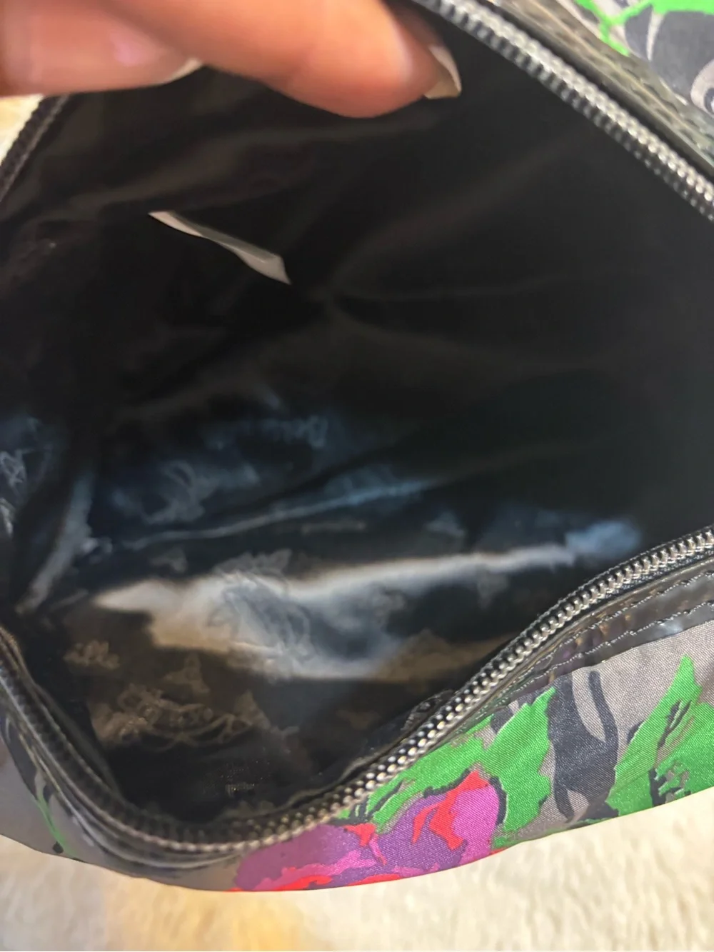 Betsey Johnson Skull Rose Floral Cosmetic Makeup Bag Goth Punk Y2K
